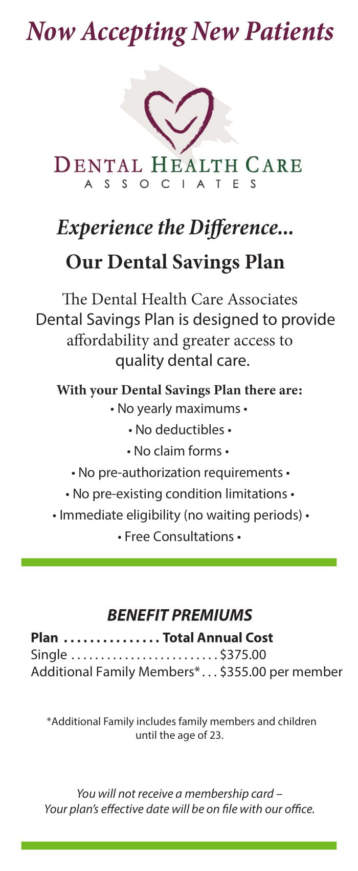 Dental Rack Card - Front Dental Rack Card - Front